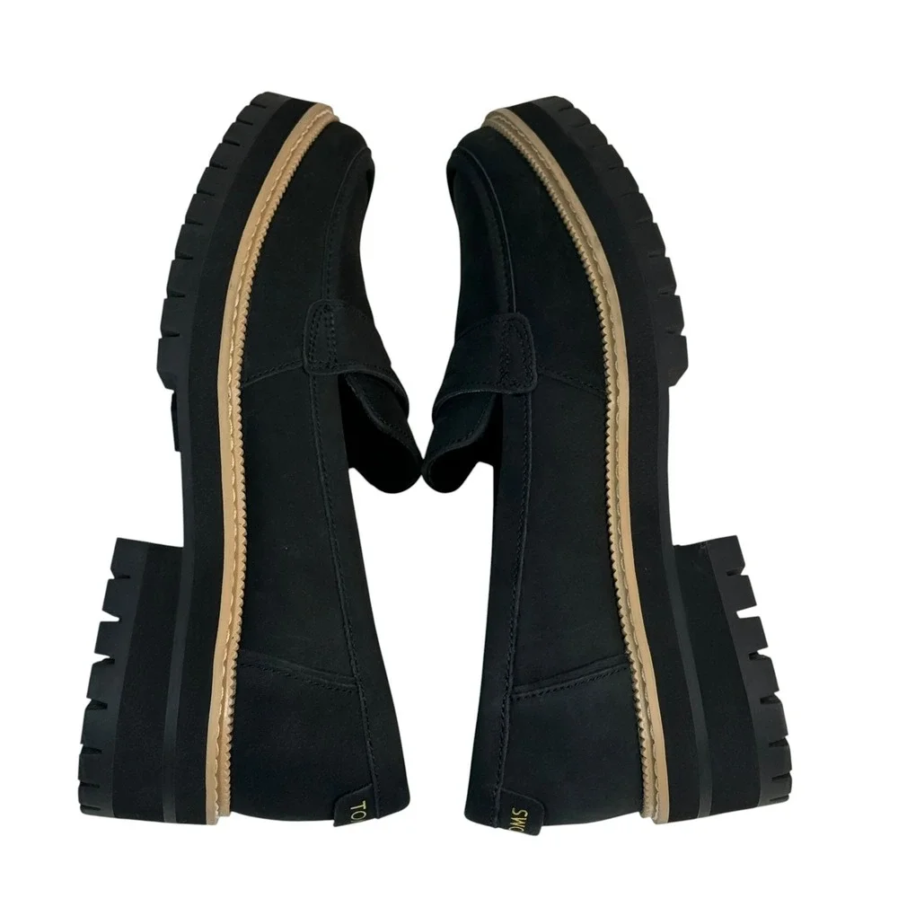 Toms Black Women's Lug-Sole Penny Loafers
